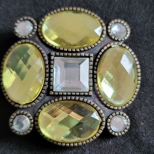 Vintage 1930's Art Deco Multi- Color Stone Brooch